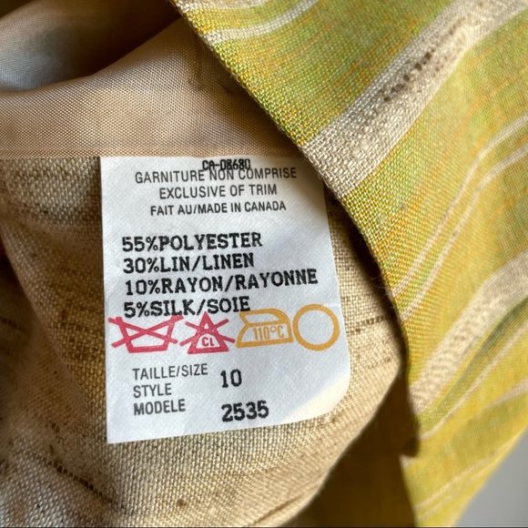 Vintage 3-piece Skirt Suit Set Jacket Vest Linen Silk Blend Medium Work Mini EUC - Picture 8 of 14